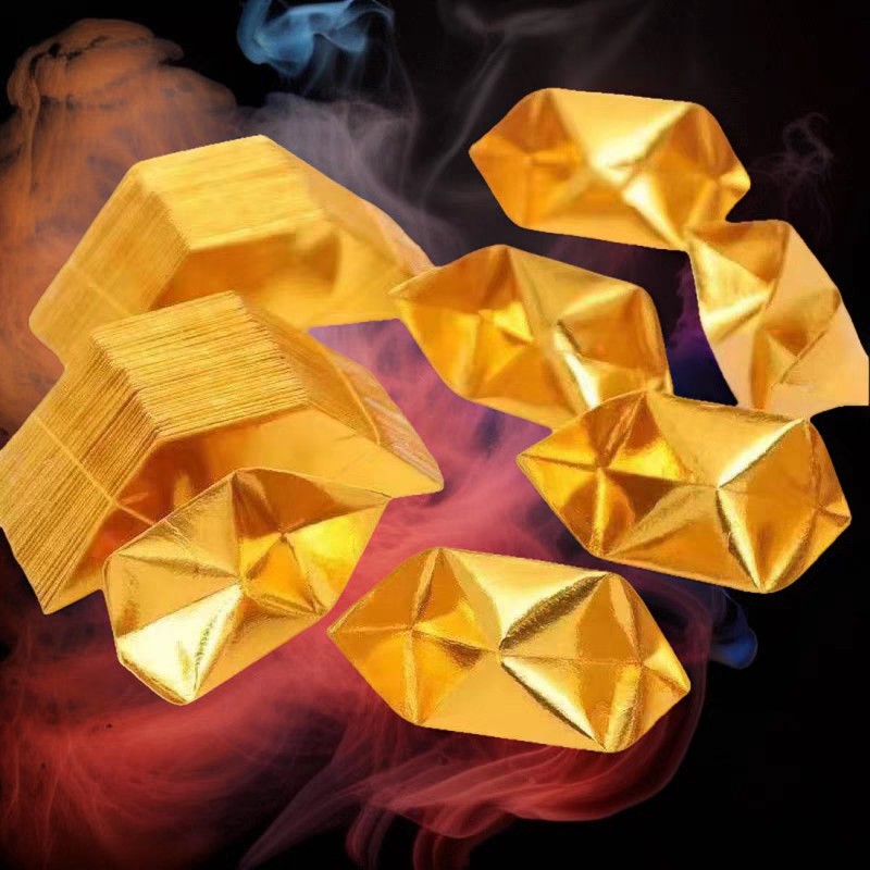 Gold and Silver Paper Funeral Supplies Buddha Machine Folded Gold Ingots 10×13 Hardcover 40k Semi-Finished Gold Grams