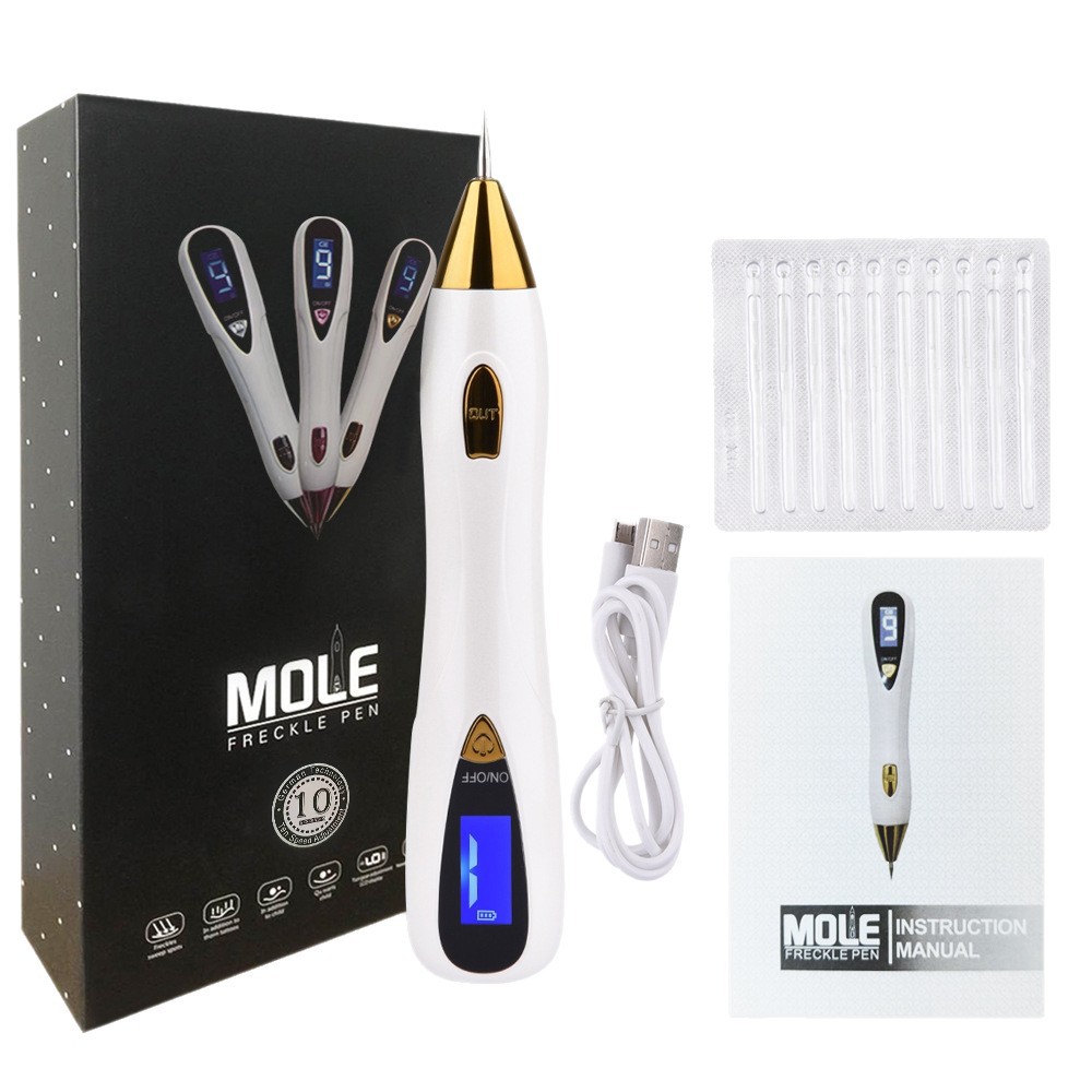 Cross-Border Wholesale Hot-Selling Household Portable Mole Sweeping Pen Beauty Instrument Rechargeable Lcd Screen Nine-Speed Small White Spot Sweeping Pen