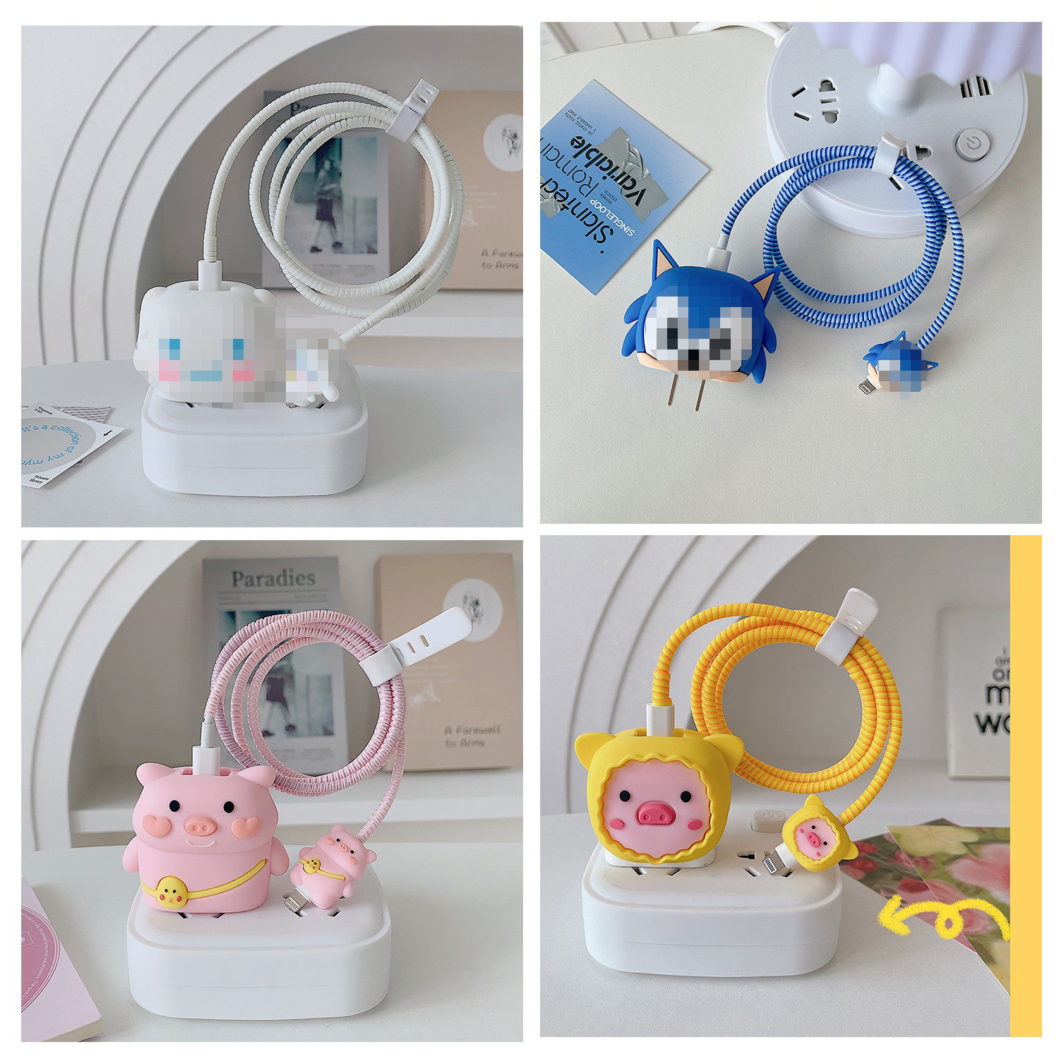 Suitable for Apple 18/20W Cartoon Data Cable Protective Cover Shell Cable Bite Strap Cable Winding Rope Storage Cute