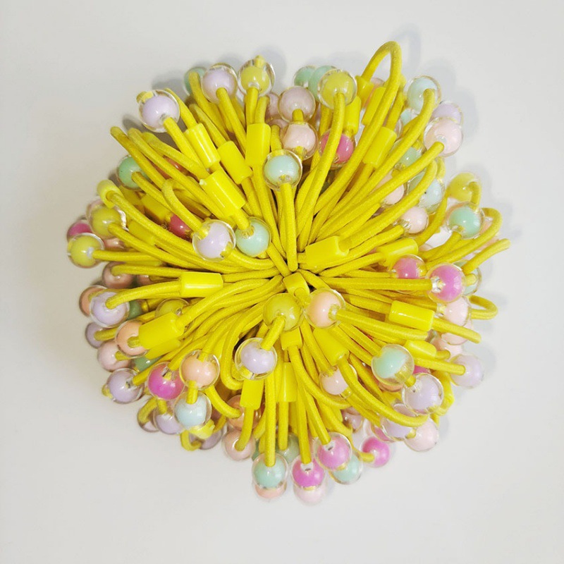 Korean Style Internet Celebrant Colorful Beaded Hair Rope Hair Tie Basic Headwear Macaron Handmade DIY Children's Rubber Tendon Hair Ring