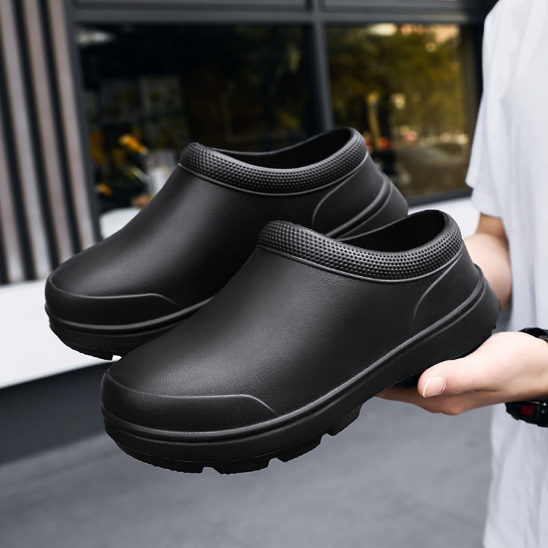 Chef shoes breathable non-slip waterproof oil-proof kitchen shoes men's Spring and Autumn work shoes nurse shoes rain boots women's water shoes Black