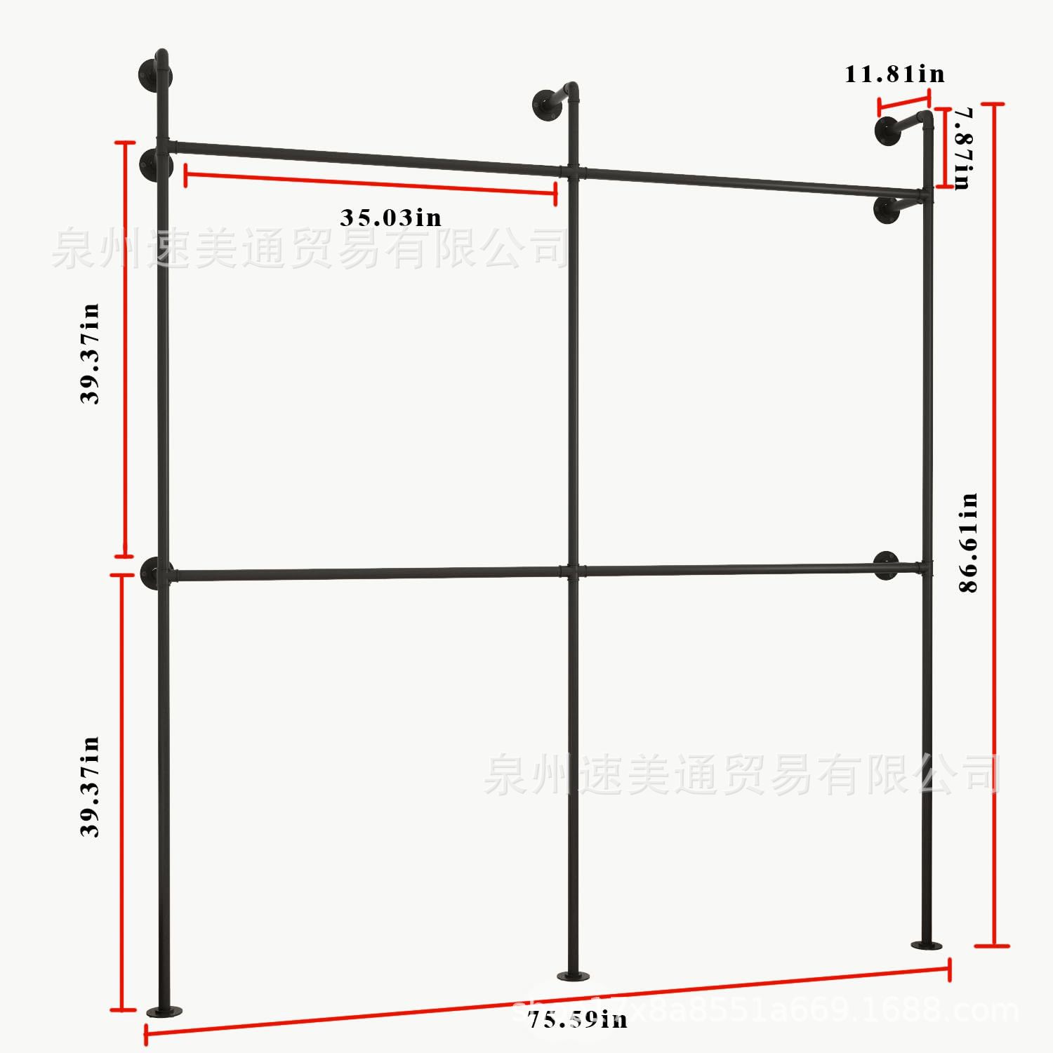 Industrial Tube Clothing Rack Golden Wall Hanging Display Rack Floor-standing Iron Wall Wedding Dress Display Rack Heavy Duty Hangers
