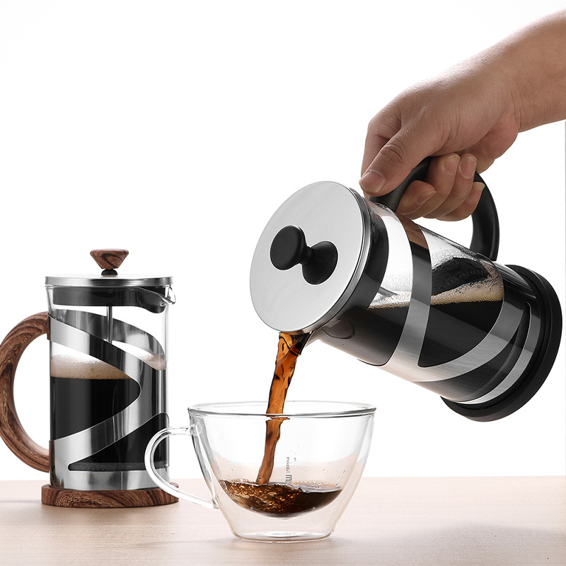 High borosilicate glass press kettle hand coffee appliance 304 stainless steel filter press kettle household tea making teapot