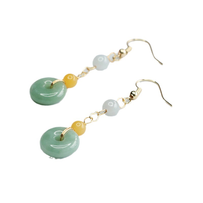 Yuyu natural Burmese A jadeite ear hook jade safety buckle earrings earrings wholesale FC3082803