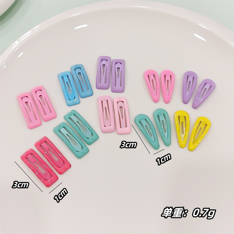 3cm Mini Hair Clip Dopamine Water Drop Hair Clip Children's Cute Simple Hair Accessories Color Glossy Baby Clip Headwear