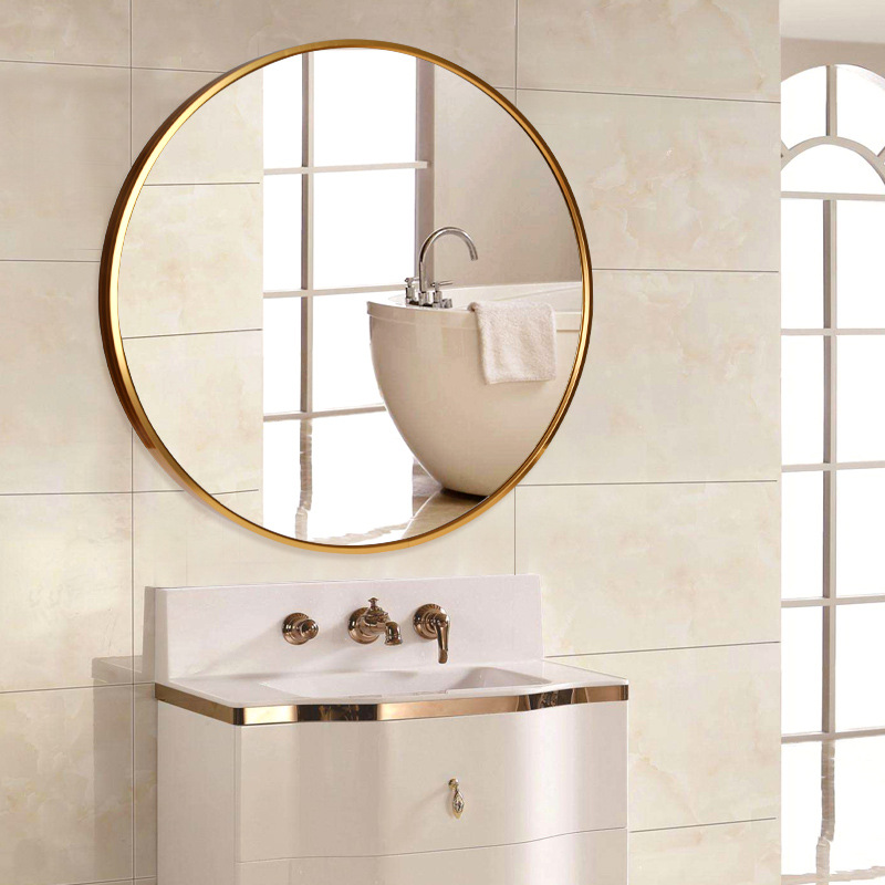 Amazon aluminum alloy mirror wall-mounted toilet dressing mirror wash basin wall-mounted cosmetic mirror export