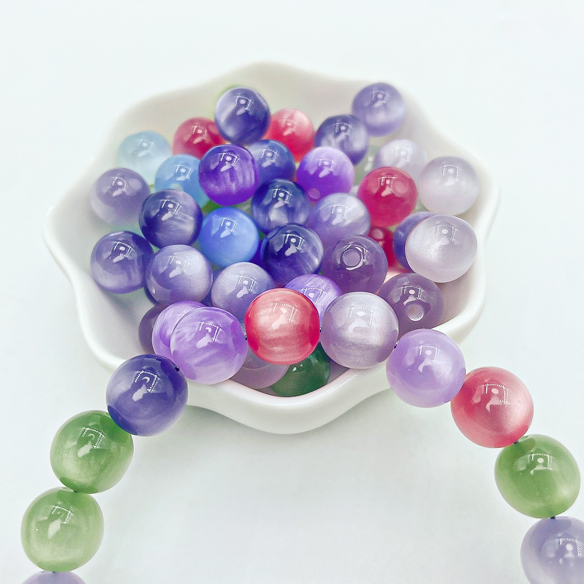 Uv Light-Changing Resin Imitation Cat's Eye Beads Sunlight-Sensitive Color-Changing Loose Beads DIY Jewelry Bracelet String Beads