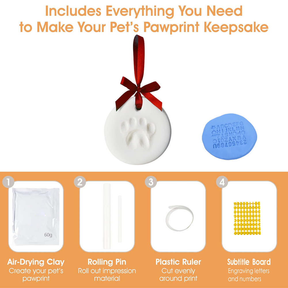 Cross-Border Pet Nose Print Commemorative Plaque Handprint Mud Set Cat and Dog Paw Mud DIY Pet Palm Print Clay Ink Mud White