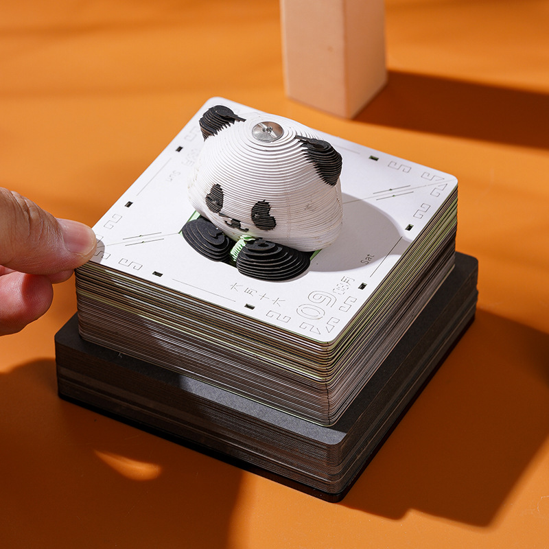 3D Paper Carving Panda Flower Stereo Note Pad Chinese Style Art Desk Calendar High-Looking Sticky Note Hand-Tearable Cute
