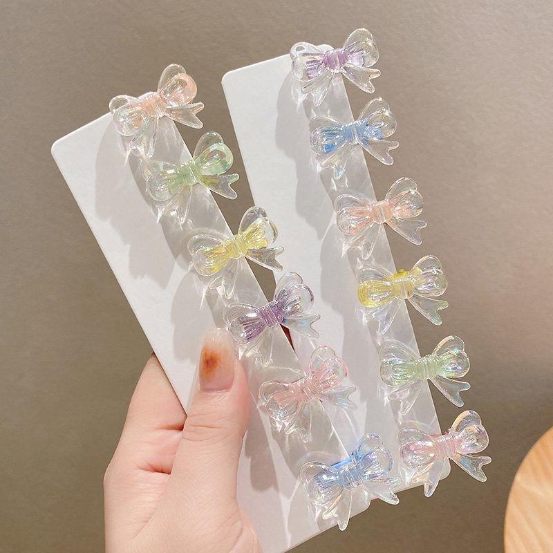 Cute Children's Bow Small Grab Clip Baby's Transparent Side Bangs Broken Hair Clip Baby's Hair Clip Hair Accessories