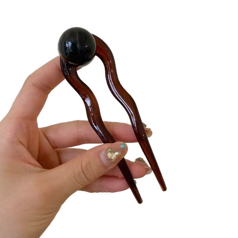 Coconut Jelly Round Beads ~ Retro Simple Beads U-Shaped Hairpin for Women 2025 New Classy Summer Ball Headband Hair Accessories