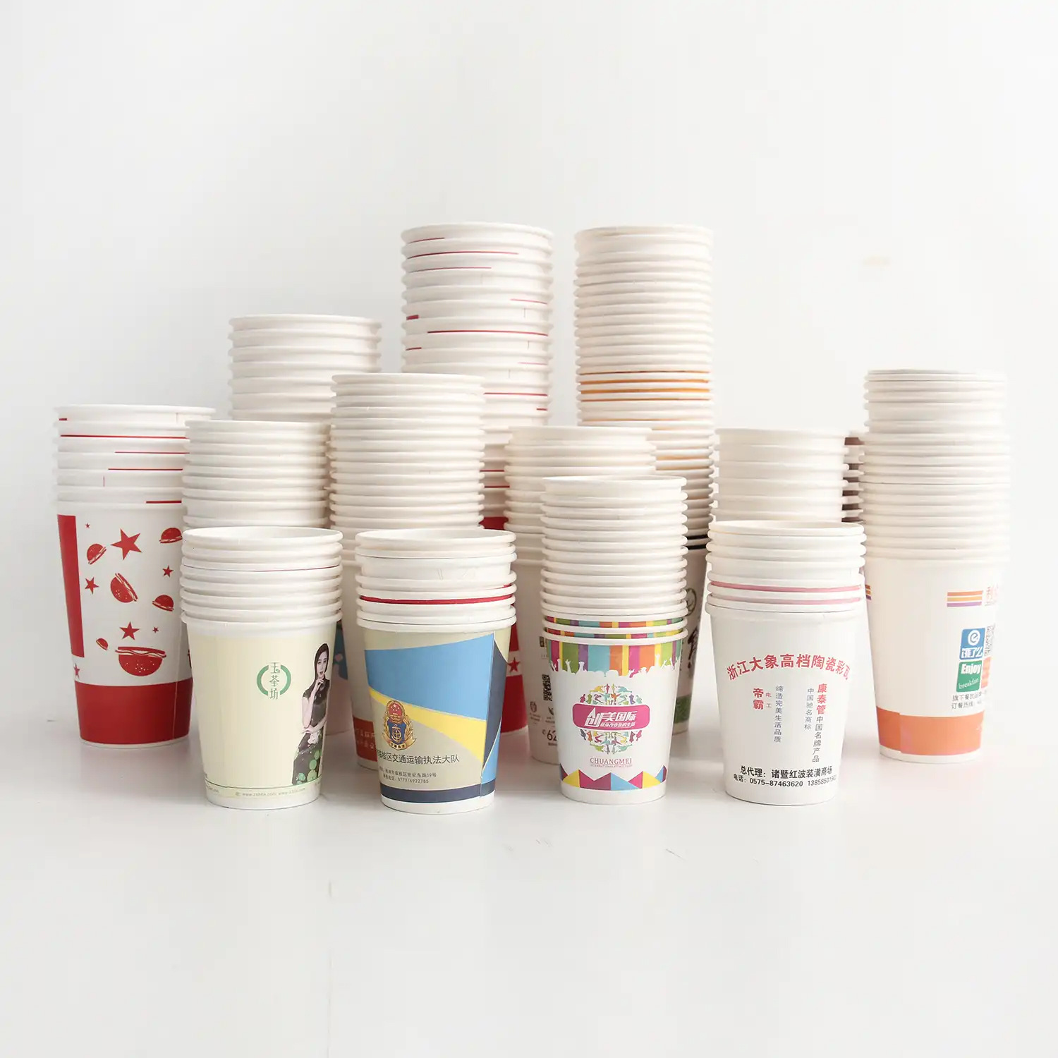 Disposable Paper Cup Custom Printed Logo Disposable Cup Thickeneded Advertising Cup Commercial Household Custom Water Cup Paper