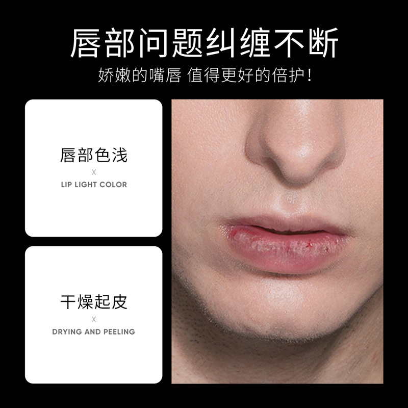 Boquan Ya Men's Double Moisturizing Lip Balm 2.7g Gentle Repair Moisturizing Desalination Lip Pattern Factory Wholesale
