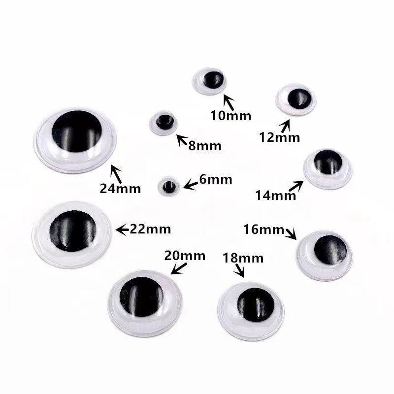 Small Package Fun DIY Handmade Material Movable Eyeball Stickers Movable Eyes Black and White with Adhesive Movable Eyes
