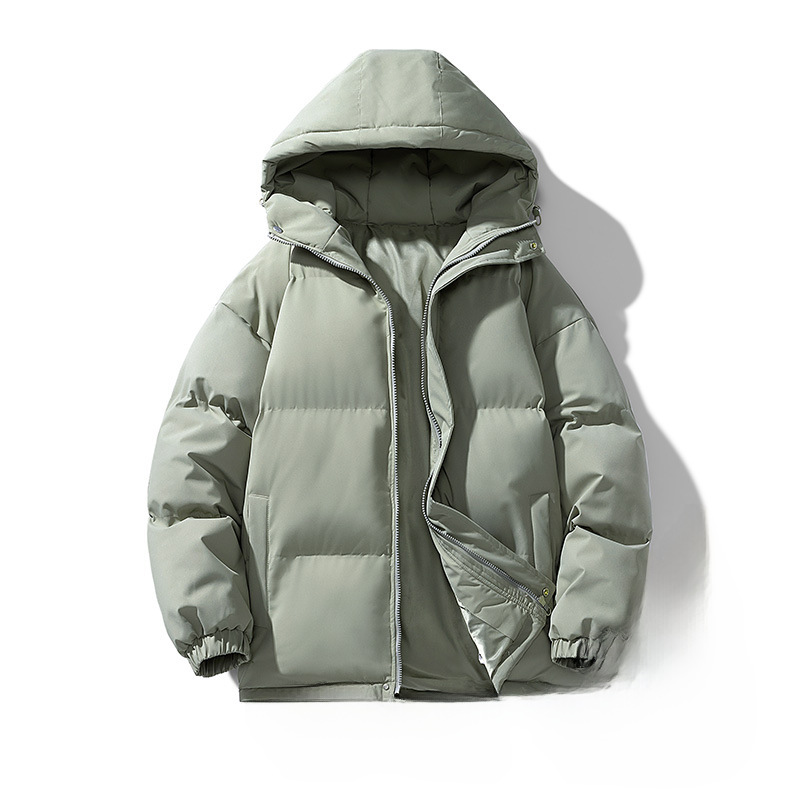 Down cotton-padded jacket men's cross-border couple's cotton-padded jacket hooded cotton-padded jacket outdoor bread clothing thickened warm solid color plus size coat