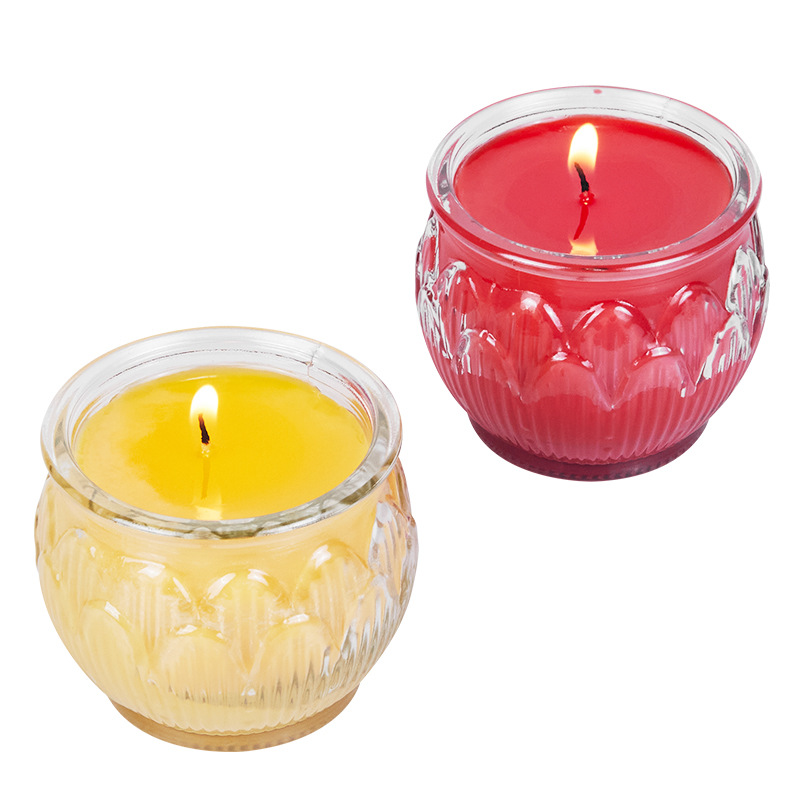 Flat Mouth Lotus Lamp Temple Buddha Hall Lamp 24-Hour Glass Butter Lamp Candle Household Everlasting Lamp