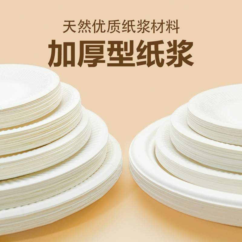 Disposable Dish Paper Plate Birthday Tableware White Cardboard Hand Drawing Party Food Display Plate Cake Tray