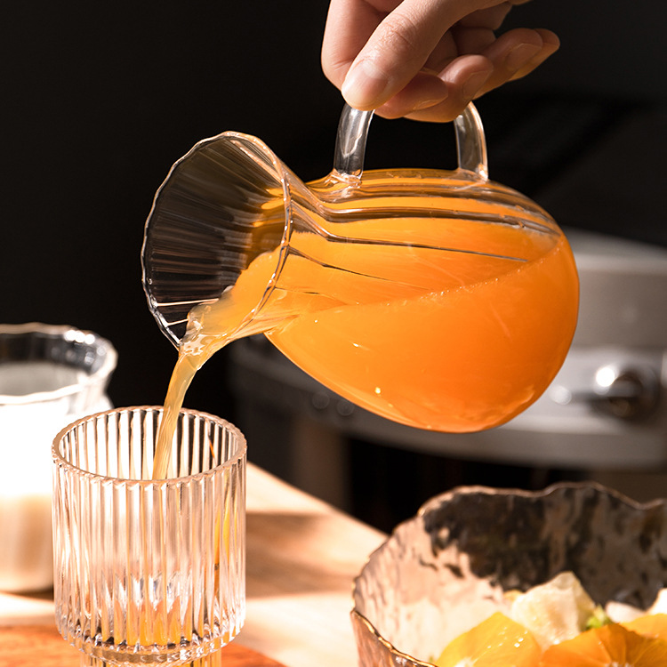 Cross-Border Retro Striped Cup High Borosilicate Heat-Resistant Glass Cup Transparent Glass Large Capacity Drink Cup Eagle Beak Fair Cup