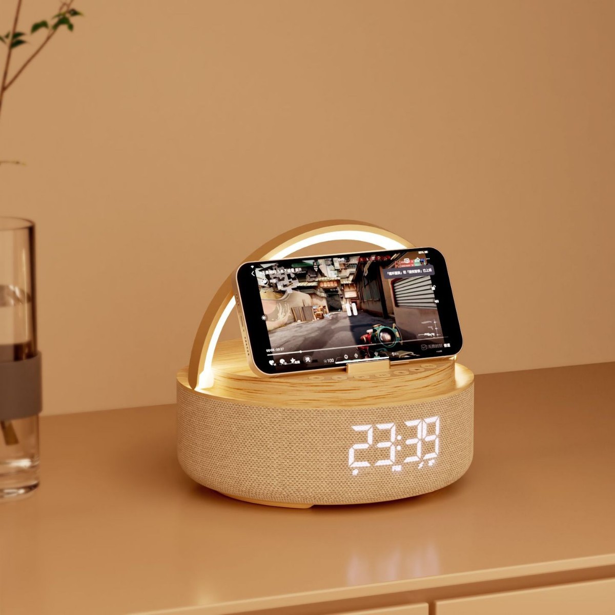 Hot-Selling Gift Bluetooth Speaker Wireless Charging Night Light Holder Creative Birthday Gift Niche High-End