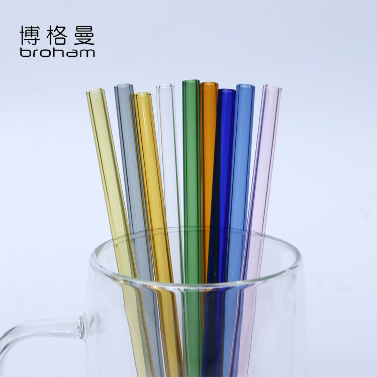 High borosilicate glass straw 8*200mm heat-resistant environmental protection recyclable beverage coffee milk tea factory wholesale