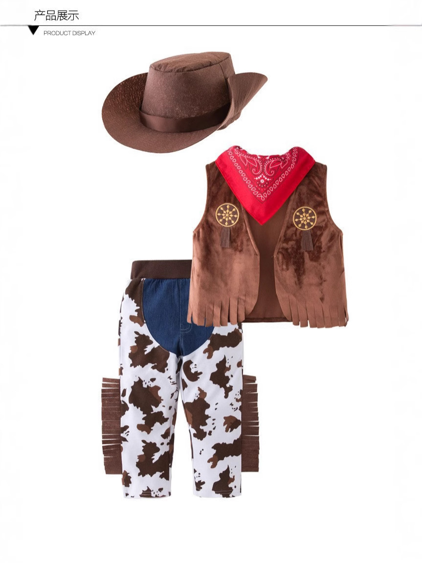 Boys' Suit Children's Suit Western Cowboy Costume Performance Outfit Baby Children's Suit 4-Piece Set