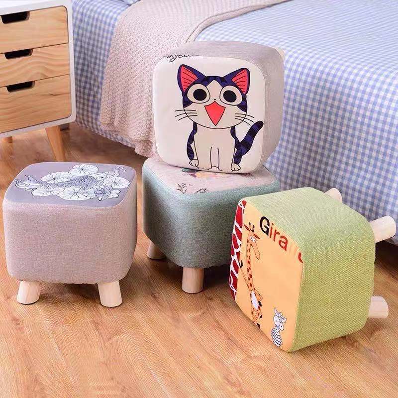 Табурет для смены обуви, тканевый табурет, маленький деревянный табурет, диван-табурет, мультяшный табурет, квадратный табурет из массива дерева, подарочный табурет для мероприятий