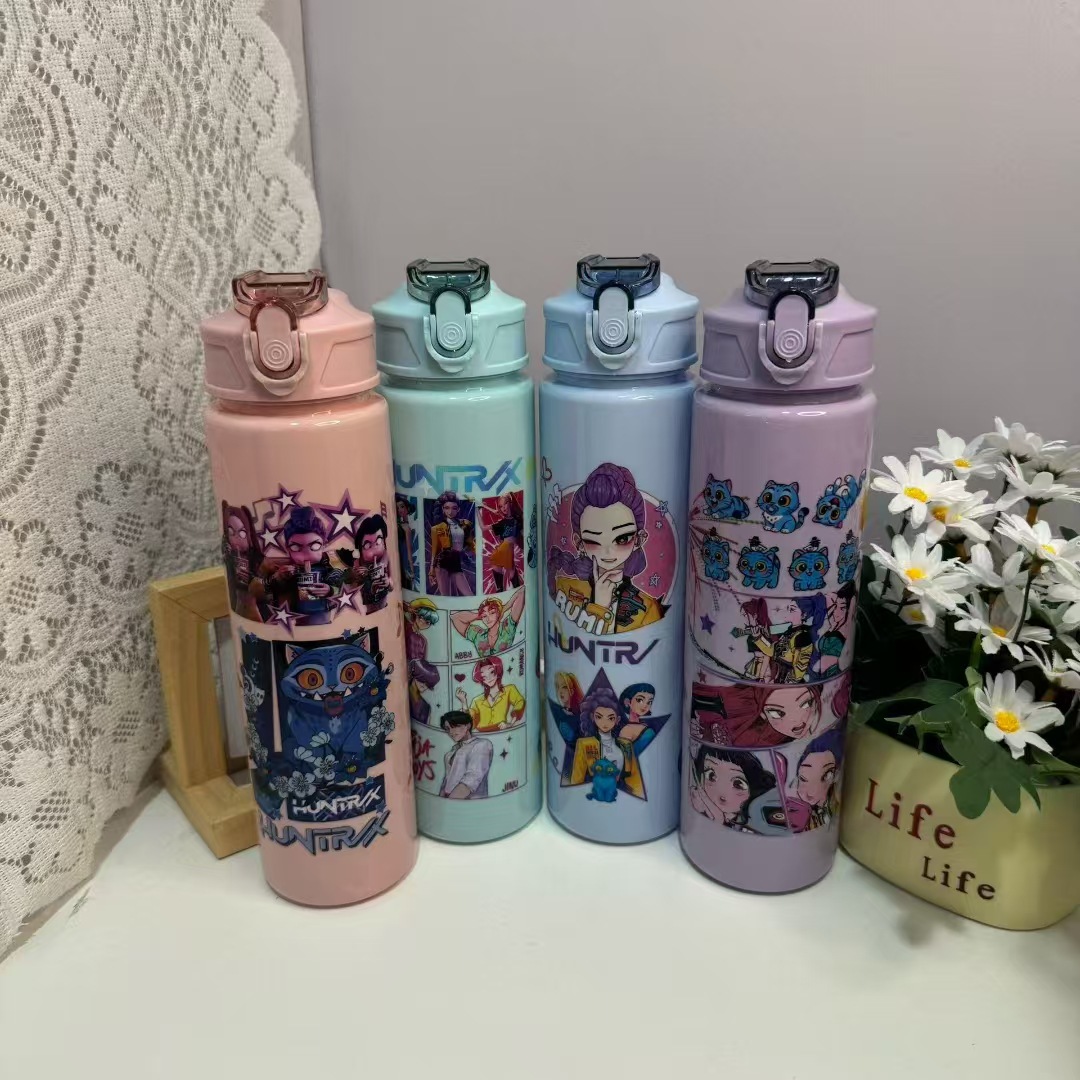 Группа охоты на ведьм в иностранной торговле, мультяшная соломинка для воды, пластиковый стакан с большой емкостью и крышкой, сумка для воды, космический стакан