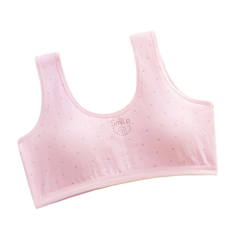 Developmental Period Underwear for Girls, Pure Cotton Bra for Junior High and High School Students, Solid Color Comfortable Vest with Chest Pads