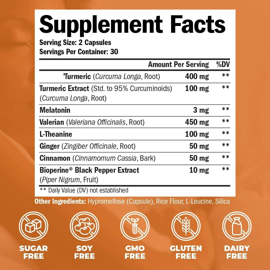 Amazon Best-Selling Product Source Factory Melatonin Curcumin Capsules Turmeric Melatonin Capsules