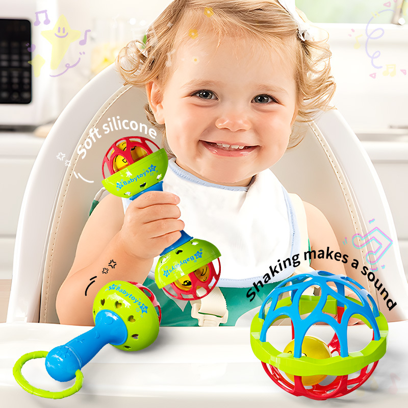 Cross-border Hot Selling Hand Rattle Baby Toys 0 to 3 Months Tambourine Toddler Newborn Baby Grasp Training Puzzle