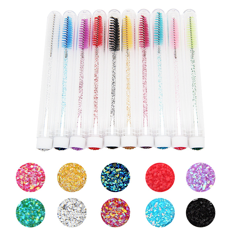 Трубка для щетки для ресниц с улыбающимся лицом, одноразовая щетка, независимая упаковка, многоцветные блестки