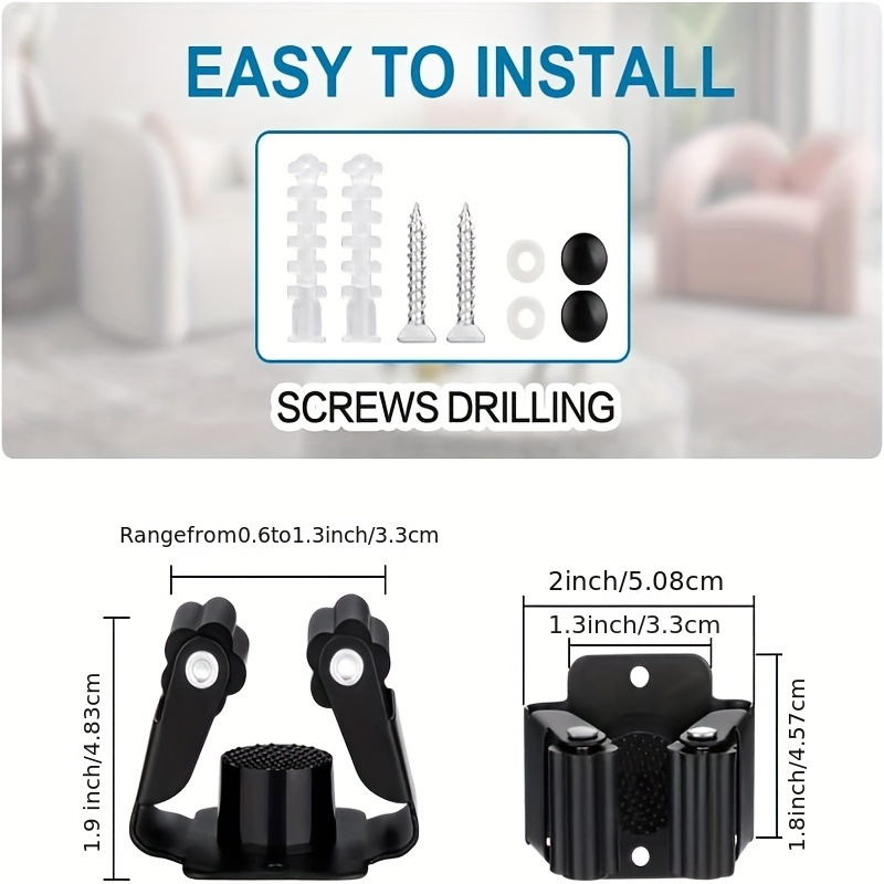 Cross-border Hot Mop Clip Wall Hanging Stainless Steel Mop Rack Mop Broom Hook Storage Tool Clip-on Garage Hanging