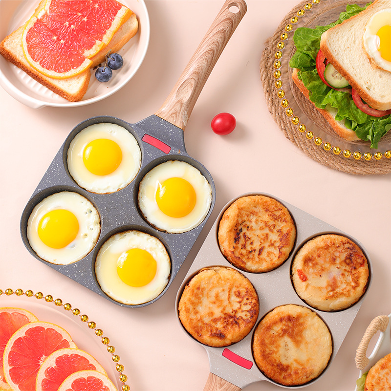 [Source Factory] Foreign trade hot-selling Maifan stone four-hole fried egg three-in-one pan non-stick breakfast pan