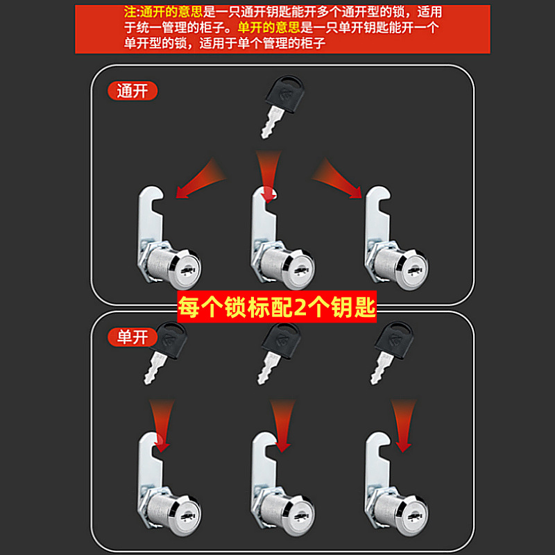 Factory Direct Sales File Cabinet Lock Iron Locker Lock Core Employee Cabinet Locker Door Lock Mailbox Turn Tongue Lock