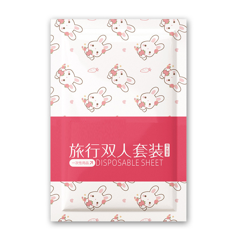 Disposable Bed Sheet Quilt Cover Pillowcase Hotel Printed Three-Four-Piece Set Travel Bedding Train Sleeper suit