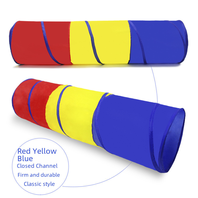 Children's Rainbow Crawling Tunnel Indoor Playhouse Children's Outdoor Foldable Tent Red, Yellow and Blue Color Channel