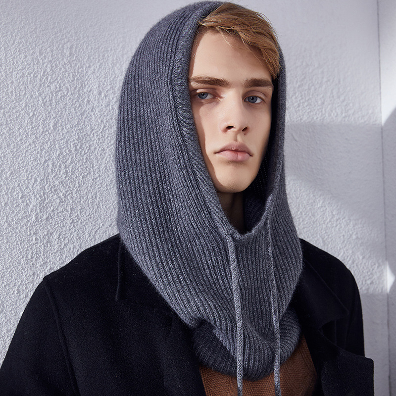 2-Piece Balaclava Hat and Glove Set for Girls, Solid Color Cute Knitted Hat with Neck Warmer, One-Piece Pullover Protection