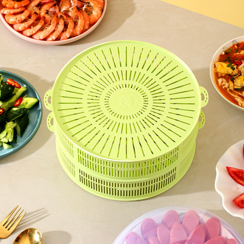 New Vegetable Cover Leftovers Multi-Layer Vegetable Washing Basket Rice Cover Household Dining Table Cover Dust Cover Anti-Mosquito and Fly Storage Artifact Food Grade