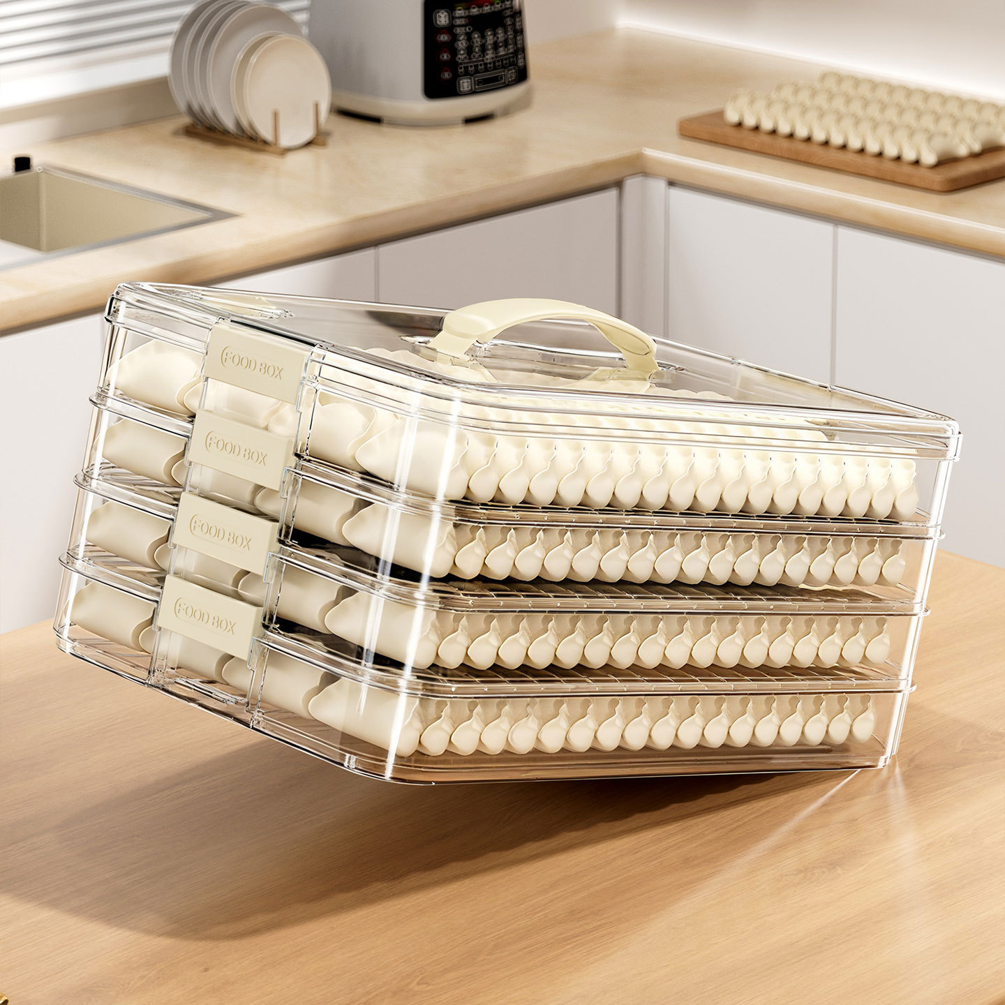 New Dumpling Box, Highly Transparent, Large-Capacity, Multi-Layer Refrigerator Freezer, Special Quick-Frozen Wonton and Dumpling Timing Storage Box