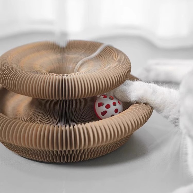 Accordion Cat Scratching Board Nest, Wear-Resistant and Non-Shedding Cat Toy, Self-Entertainment and Boredom Relief, Corrugated Paper Claw Grinding Board, Essential Supplies for Cats