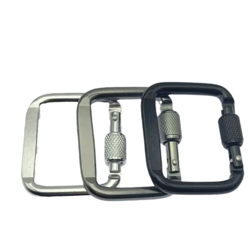 Square with nut carabiner with lock climbing buckle connecting buckle chain buckle safety buckle dog chain buckle quick connecting ring