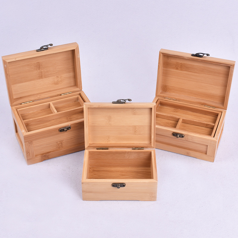 Supply Bamboo Crafts Princess Korean-style Bamboo Jewelry Box Double-layer Desktop Jewelry Storage Box Collection Box