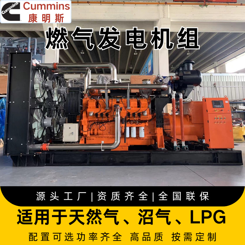 Cummins Series Gas Generator Set Silent Open Frame Natural Gas Biogas Lpg High Power Can Be Connected in Parallel and Connected to the Grid