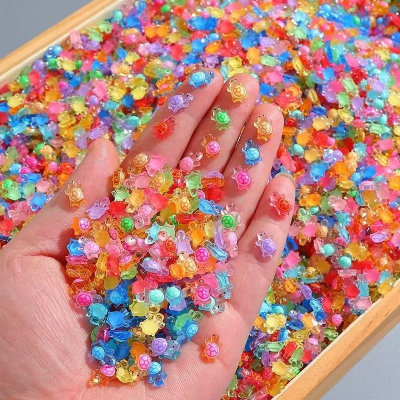 Mini New Cartoon Luminous Cream Turtle Resin Cute Popular Nail Art Ornaments Upgraded Turtle DIY Accessories