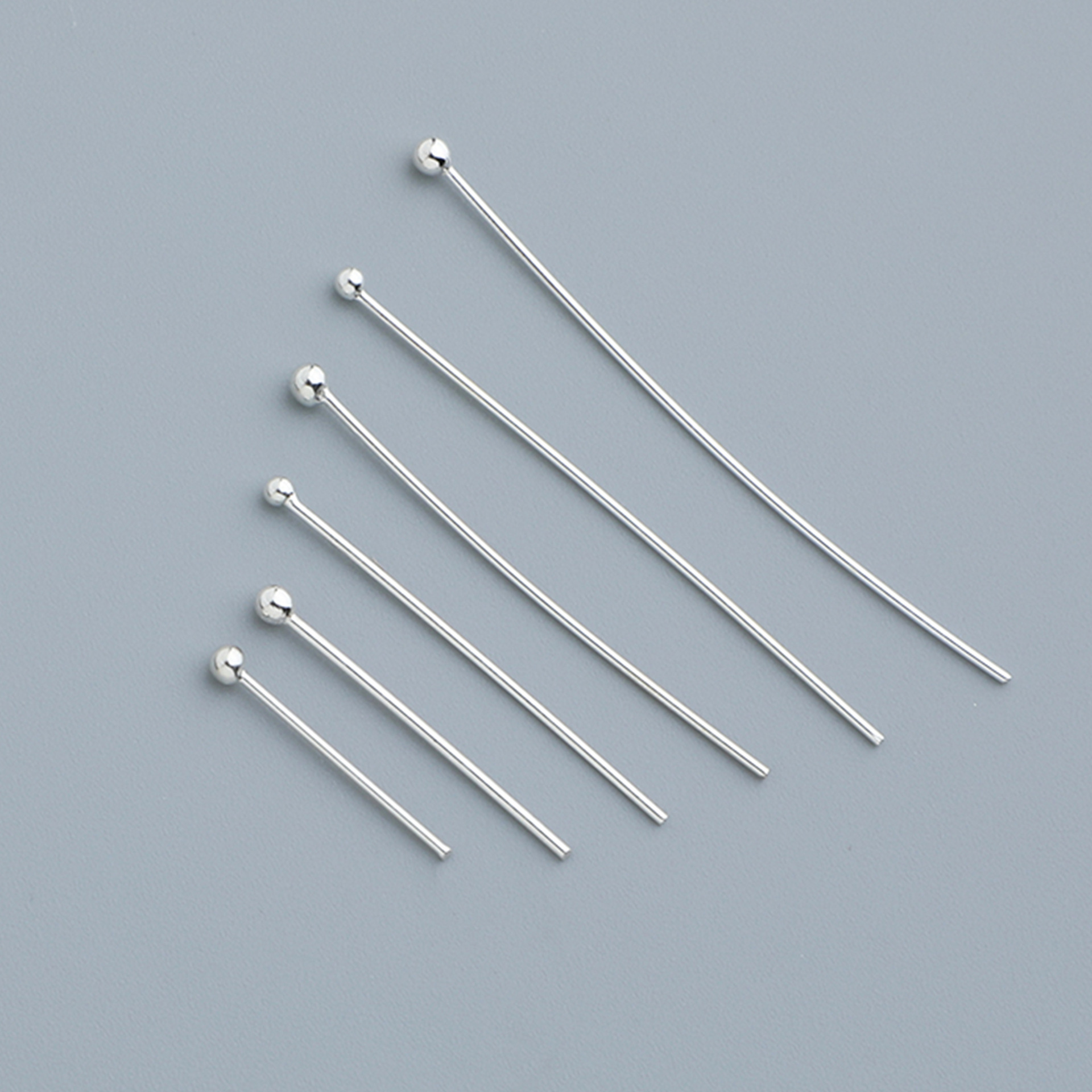S925 Sterling Silver 15-40mmT Needle Round Head Needle 9 Word Needle Ball Needle DIY Handmade Bracelet Pendant Earrings Material Accessories