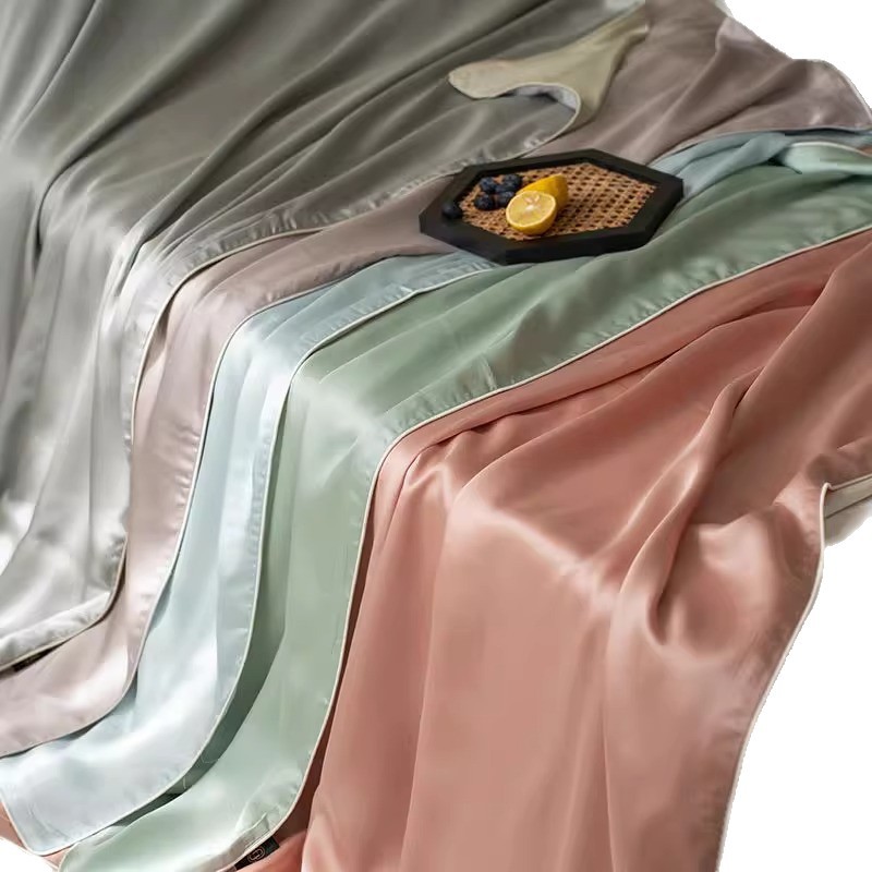 Cool 60-Count Lyocell Tencel Summer Blanket Air-Conditioned Blanket Pure Color Ice Silk Office Nap Blanket Summer
