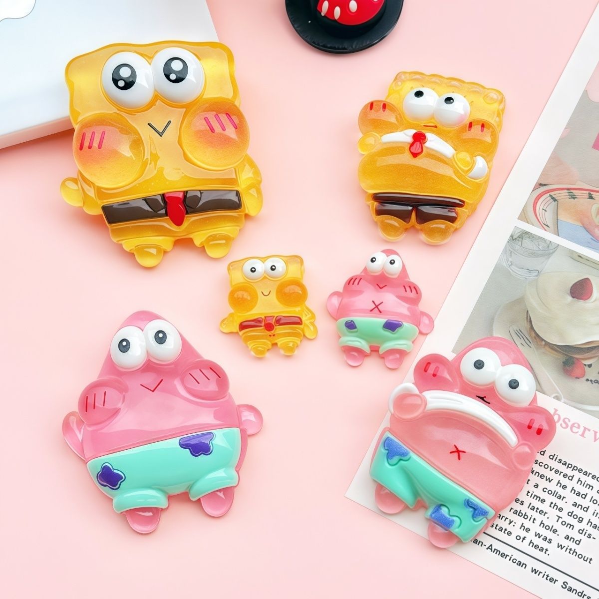 Spongebob Cyber Celebrous Surprise Blind Bag Gift Water Cup Mobile Phone Case Hairpin Refrigerator Sticker Diy Advanced Resin Accessories