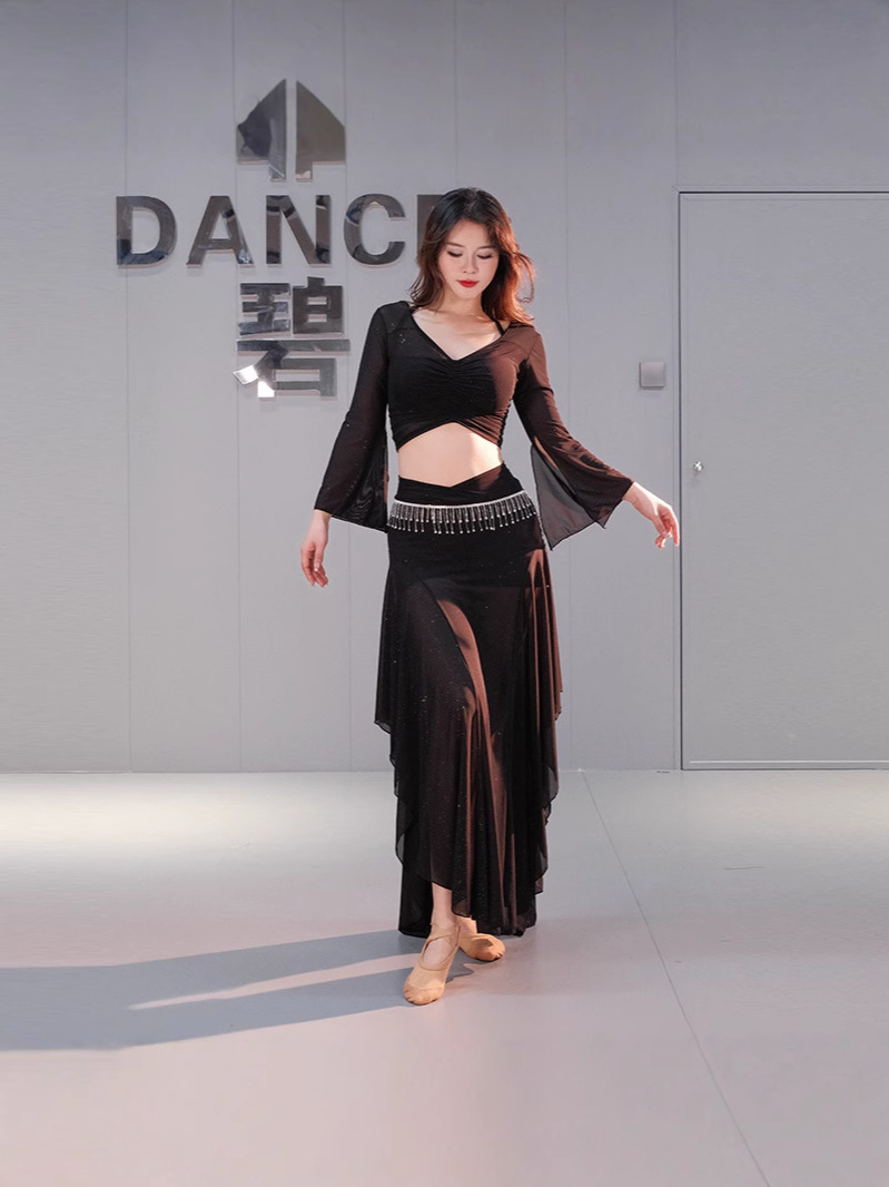 Belly Dance Practice Dress New suit Sexy Mesh Oriental Dance Dress Dress Long Dress Elegant Lotus Leaf 2025