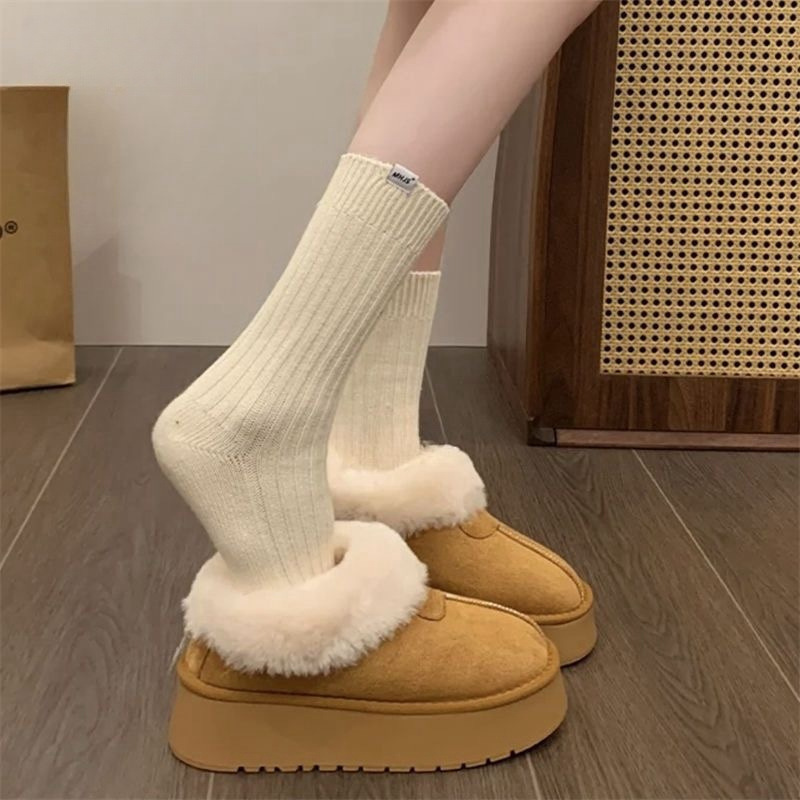 Zhao Lusi Thick-soled Snow Boots Women's Short-tube Height-increasing Fur One-piece Cotton Shoes Women's Winter Mini Warm-keeping Thickened