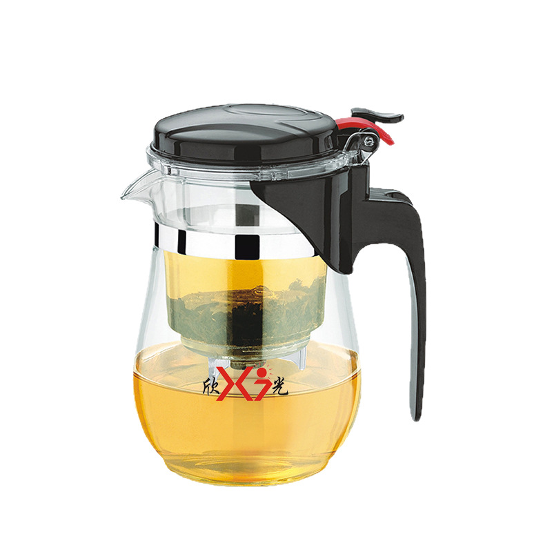 Factory Piaoyi Cup One-Button Filter Glass Teapot Heat-Resistant Explosion-Proof Single Pot Household Tea Cup Set Kung Fu Tea Set